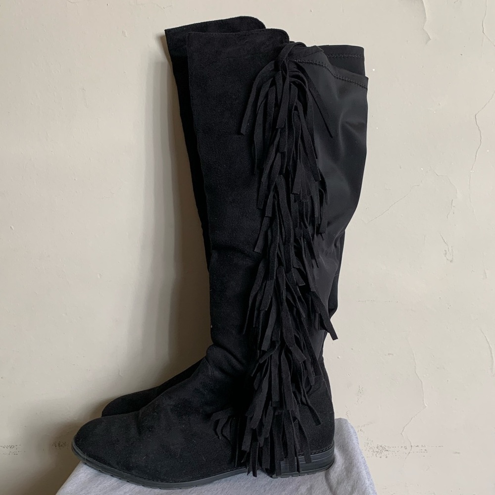 Lane Bryant Suede & Fringe Over The Knee Boot